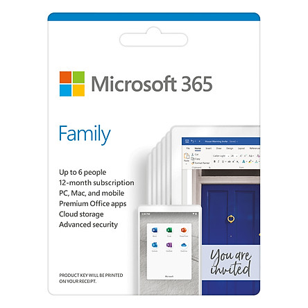 Phần mềm Microsoft 365 Family English APAC EM Subscr 1YR Medialess P6 (6GQ-01144) - Hàng Chính Hãng