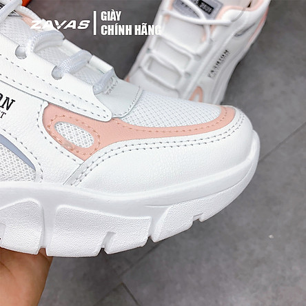 Giày thể thao sneaker nữ màu trắng hồng đế êm nhẹ thoáng khí thương hiệu ZAVAS - S396 - Hàng chính hãng