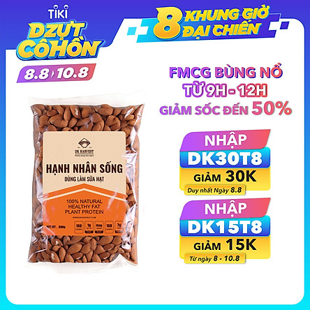 Hạt Hạnh Nhân Sống DK Harvest  Nhập Khẩu - Túi 500g, 1000g