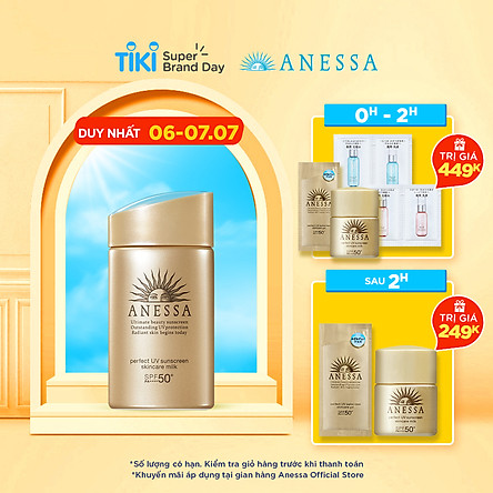 Kem chống nắng dưỡng da dạng sữa bảo vệ hoàn hảo Anessa Perfect UV Sunscreen Skincare Milk SPF 50+ PA++++ 60ml