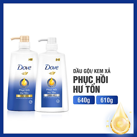 Combo Dove Phục Hồi Hư Tổn Dầu Gội 640g + Kem Xả 610g