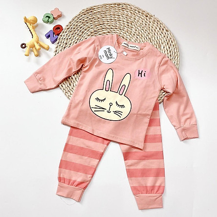 Bộ Cotton 100% (mẫu 5) Minky mom in hình thú quần sọc cho bé trai và bé gái (5-18kg)