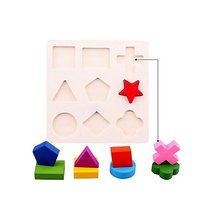 Đồ chơi gỗ giáo cụ Montessori combo 3 bảng lắp ghép hình khôi - TotdepreHH1042