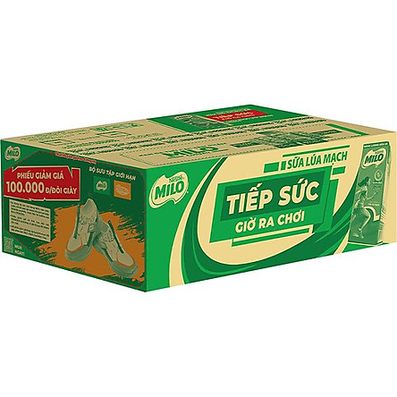 [Milo x Biti's Kids voucher] Sữa lúa mạch Nestlé Milo thùng 48 hộp x 180ml (12x4x180ml)