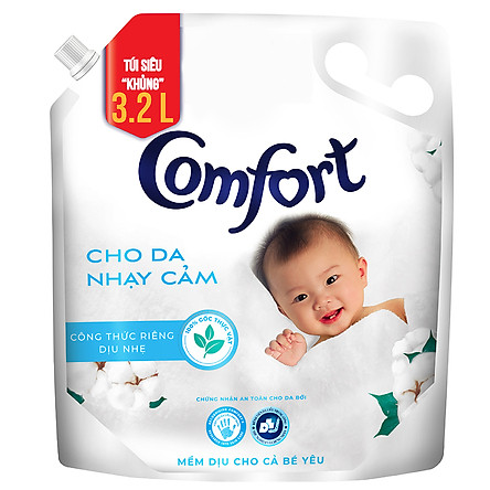 Nước Xả Vải Comfort Cho Da Nhạy Cảm (3.2L/Túi)  - Phù Hợp Với Làn Da Em Bé