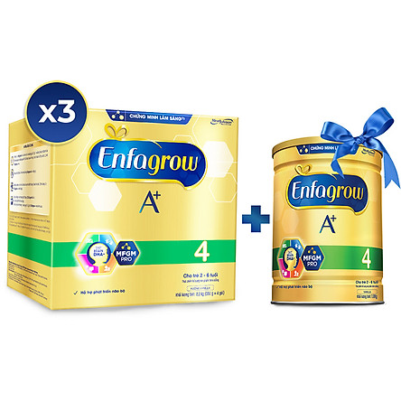 Combo 3 Hộp Sữa Bột Enfagrow A+ 4 (2.2kg) - Tặng Lon Sữa Bột Enfagrow A+ 4 (1.7kg)