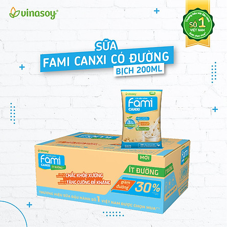 Thùng Sữa Đậu Nành Vinasoy Fami Canxi (200ml x 40 Bịch)