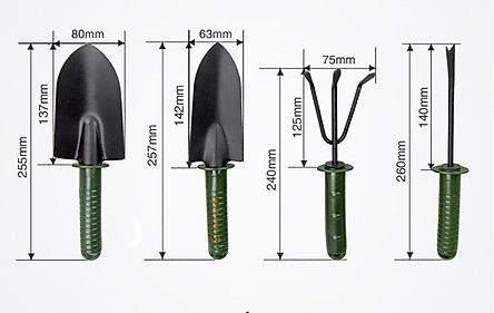 Bộ dụng cụ cuốc xẻng  làm vườn trồng cây  mini 4 chiếc sơn tĩnh điện 