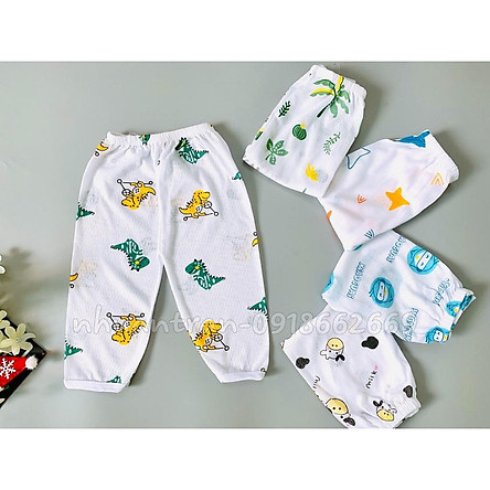 Set 10 quần dài cotton giấy bé trai, bé gái  3-15kg