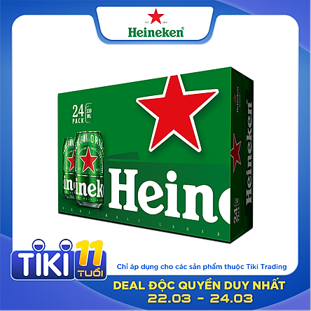 Thùng Bia Heineken 24 Lon Thường (330ml / Lon)