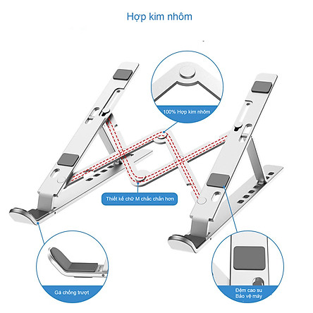 Giá Đỡ Laptop Hợp Kim Nhôm Cao Cấp Có Thể Gấp Gọn, Giúp Tản Nhiệt Laptop, Macbook, Máy Tính Xách Tay. 07 Vị Trí Điều Chỉnh Góc Độ. Hàng Chính Hãng Tamayoko FS060