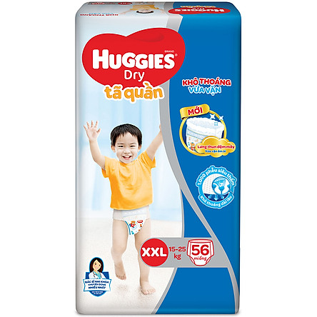 Combo 3 Gói Tã Quần Huggies Dry Gói Cực Đại XXL56 (56 Miếng) - Bao Bì Mới