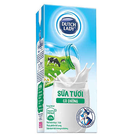 Sữa Uống Tiệt Trùng Dutch Lady Cô Gái Hà Lan Có Đường (1000ml)