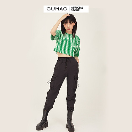 Áo croptop nữ sọc ngang GUMAC phong cách unisex năng động ATB343
