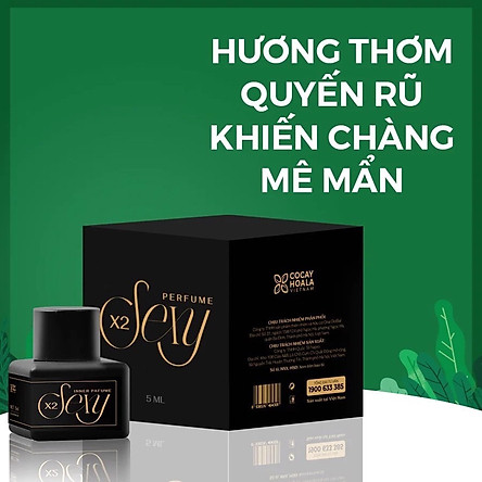 Nước hoa vùng kín X2 Sexy Cocayhoala 5ml khử mùi hôi, làm thơm ,hồng và se khít vùng kín- hương hổ phách, xạ hương Hương thơm dịu nhẹ, quyến rũ, thành phần thiên nhiên, an toàn, lành tính