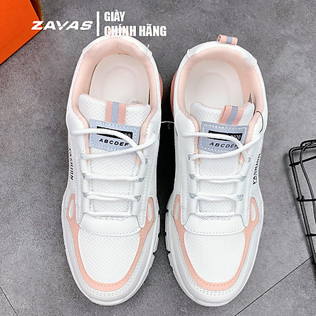 Giày thể thao sneaker nữ màu trắng hồng đế êm nhẹ thoáng khí thương hiệu ZAVAS - S396 - Hàng chính hãng