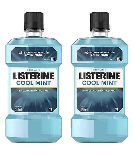 Bộ Đôi Nước Súc Miệng Hương Bạc Hà Listerine Cool Mint (750ml/ Chai) - 8850007800071