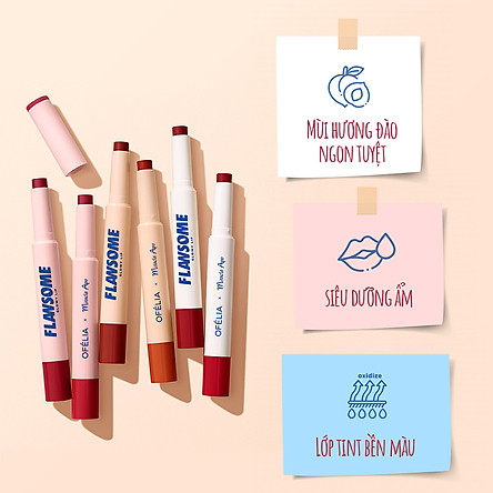 Set Son Ofélia x Miracle Apo Flawsome Glow Lip (2 x 2g) + Tặng Túi Trang điểm Flawsome's Retro Cassette