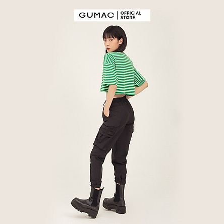 Áo croptop nữ sọc ngang GUMAC phong cách unisex năng động ATB343