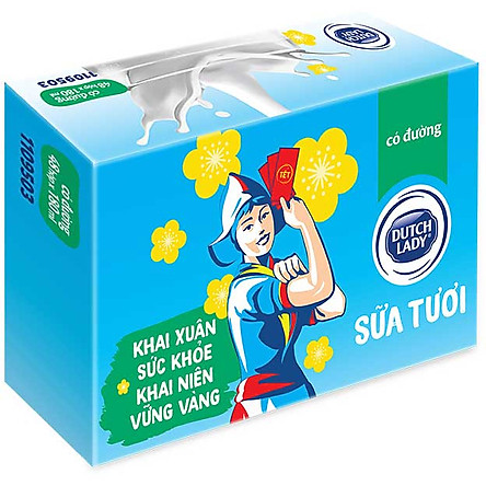 Thùng 48 Hộp Sữa Tươi Tiệt Trùng Dutch Lady Cô Gái Hà Lan Có Đường (48X180ml)