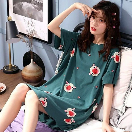 Váy Ngủ Quyến Rũ Bộ đồ mặc nhà nữ chất liệu thun, phong cách Hàn Quốc, phù hợp cho mùa hè