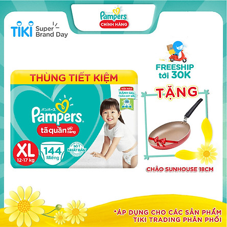 Thùng Tã Quần Pampers Giữ Dáng Megabox - Tặng Chảo Sunhouse 18cm