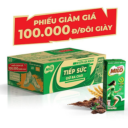 [Milo x Biti's Kids voucher] Sữa lúa mạch Nestlé Milo thùng 48 hộp x 180ml (12x4x180ml)