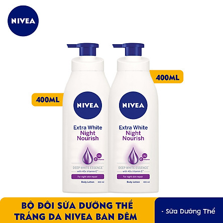 Bộ đôi Sữa Dưỡng Thể Trắng Da Nivea Ban Đêm (400mlx2) - 88126