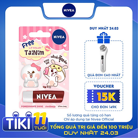 Son Dưỡng Môi Nivea Pomegranate Shine Caring Lip Balm - Tặng Kèm Ốp Son - 85207