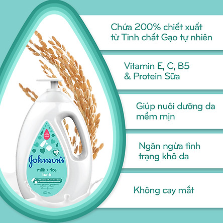 Sữa tắm Johnson's Baby chứa sữa và gạo (1000ml)