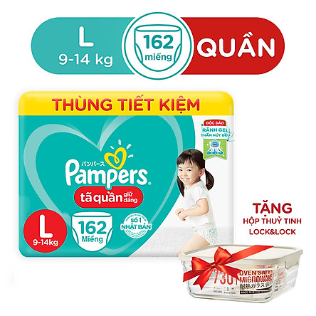 Thùng Tã Quần Pampers Giữ Dáng Megabox - Tặng Thố Lock & Lock 420ml