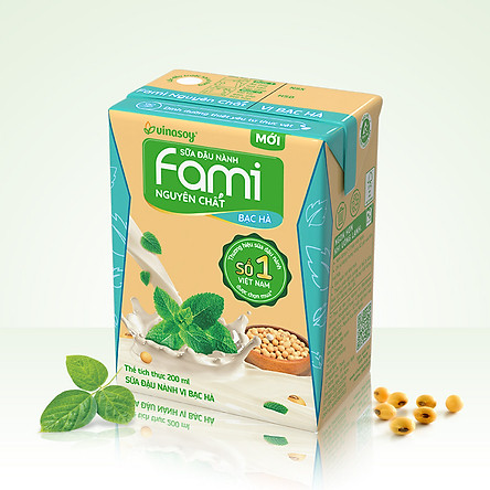 Thùng Sữa Đậu Nành Fami Fami Nguyên Chất Vị Bạc Hà (200ml x 36 Hộp)