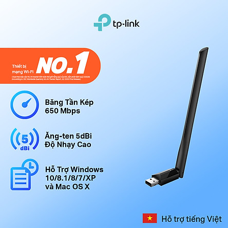 Bộ Chuyển Đổi USB Wifi TP-Link Archer T2U Plus Công Suất Cao AC600 - Hàng Chính Hãng