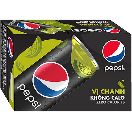 Thùng 24 Lon Nước Ngọt Có Gas Pepsi Vị Chanh Không Calo (330ml/Lon)