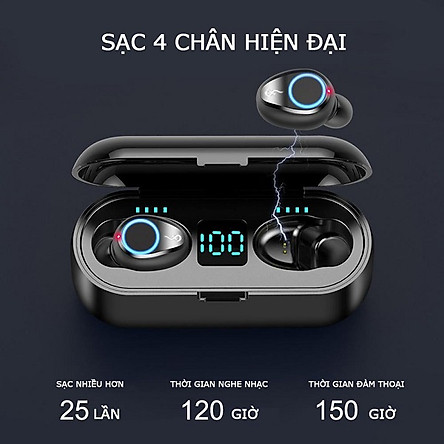 Tai nghe không dây blueetooth LANITH cao cấp 5.0 TWS F9 – Tai nghe Bluetooth kiểu dáng hiện đại, thời thượng - Hàng nhập khẩu – TA0002