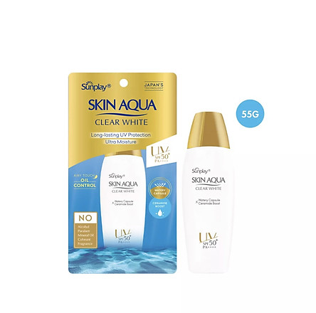 Sữa Chống Nắng Dưỡng Da Trắng Mịn Tối Ưu Sunplay Skin Aqua Clear White SPF50+, PA++++ (55g)