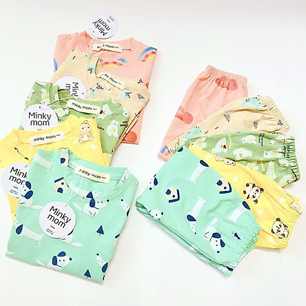 Bộ Cotton (mẫu2) 100% Minky Mom Họa Tiết Thú cưng - cầu vồng Cho Bé trai và bé gái (5-18kg)