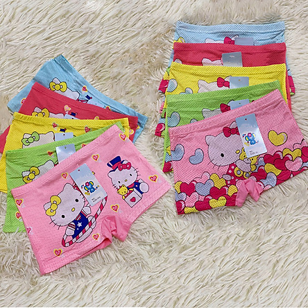 Combo 10 Quần lót đùi cotton bé gái hình con mèo mẫu mới cực đẹp mặc trong váy, vải mát, thấm hút, mềm mại, co giãn tốt ( Giao Mẫu Ngẫu Nhiên)