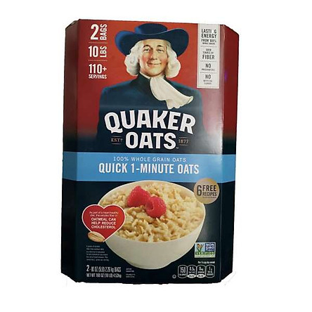 Yến Mạch Quaker Oats Quick - 1 Minute 4.52kg ( Dạng Hạt Cán Vỡ nk my  )