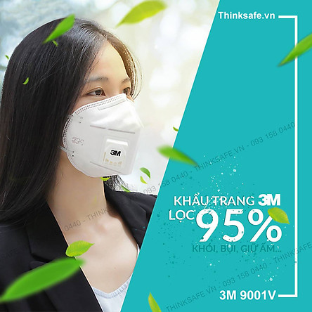 KHẨU TRANG Y TẾ 3M 9001V CÓ VAN, LỌC BỤI MỊN PM2.5