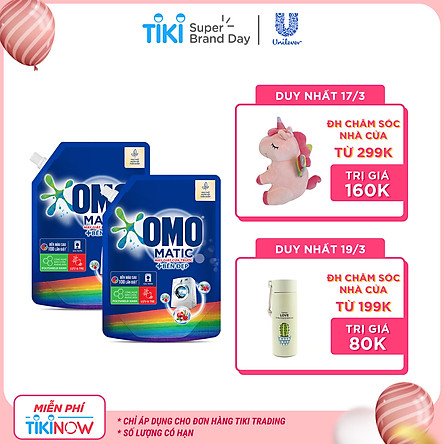 Combo 2 Túi Nước Giặt Omo Matic Bền Đẹp Cửa Trước 2.0Kg