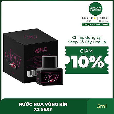 Nước hoa vùng kín X2 Sexy Cocayhoala 5ml khử mùi hôi, làm thơm ,hồng và se khít vùng kín- hương hổ phách, xạ hương Hương thơm dịu nhẹ, quyến rũ, thành phần thiên nhiên, an toàn, lành tính