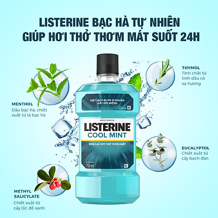 Bộ Đôi Nước Súc Miệng Hương Bạc Hà Listerine Cool Mint (750ml/ Chai) - 8850007800071