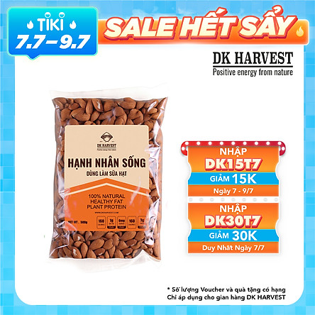 Hạt Hạnh Nhân Sống DK Harvest  Nhập Khẩu - Túi 500g, 1000g