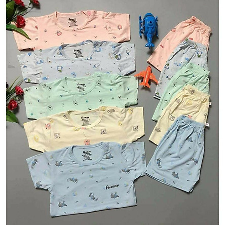 Bộ quần áo CỘC TAY cotton thun lạnh A3 Minky mom cho bé sơ sinh bé trai bé gái từ 0-18 tháng (Giao mẫu ngẫu nhiên)