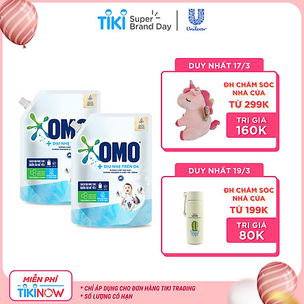 Combo 2 Túi Nước Giặt OMO Dịu Nhẹ Trên Da 2.0kg