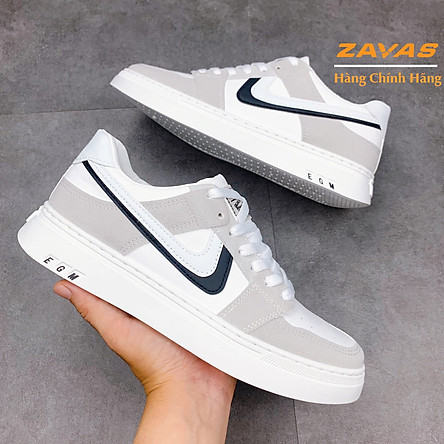 Giày thể thao nam sneaker ZAVAS chính hãng màu trắng đế cao su may êm nhẹ S409