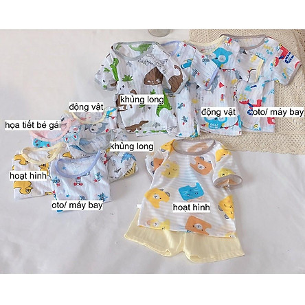 Bộ Cộc Cotton Giấy Thoáng Mát Cho Bé Từ Sơ Sinh Đến 16kg 