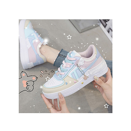 Giày Thể Thao Style Sneaker Nữ Tặng Kèm Bộ Icon Cute Đế Cao 4CM Da PU - MSP 3227