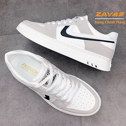 Giày thể thao nam sneaker ZAVAS chính hãng màu trắng đế cao su may êm nhẹ S409